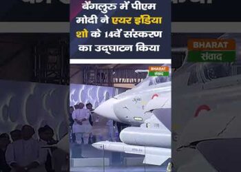 PM Modi at exhibition during Aero India Show 2023 in Bengaluru, Karnataka#shorts