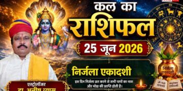 Kal Ka Rashifal 25 June 2026: गुरुवार को निर्जला एकादशी का महासंयोग, भद्र राजयोग से मिथुन, सिंह और मकर सहित इन 4 राशियों की खुलेगी लॉटरी, चमकेगा करियर!